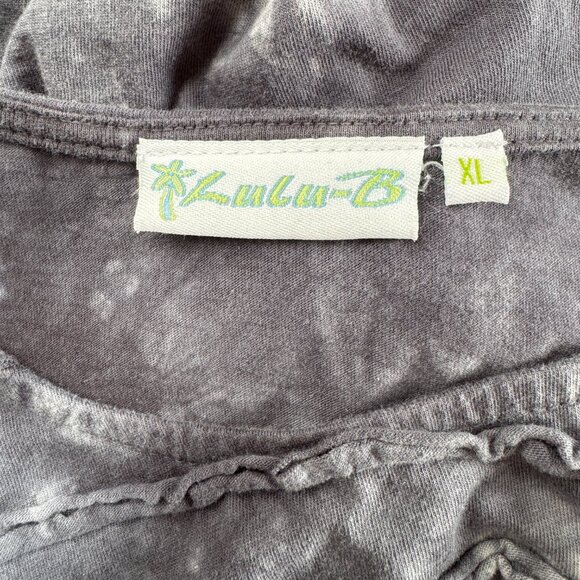 Lula-B Tie Dye Raw Edge Seams 3/4 Sleeve Top - XL - Picture 5 of 7